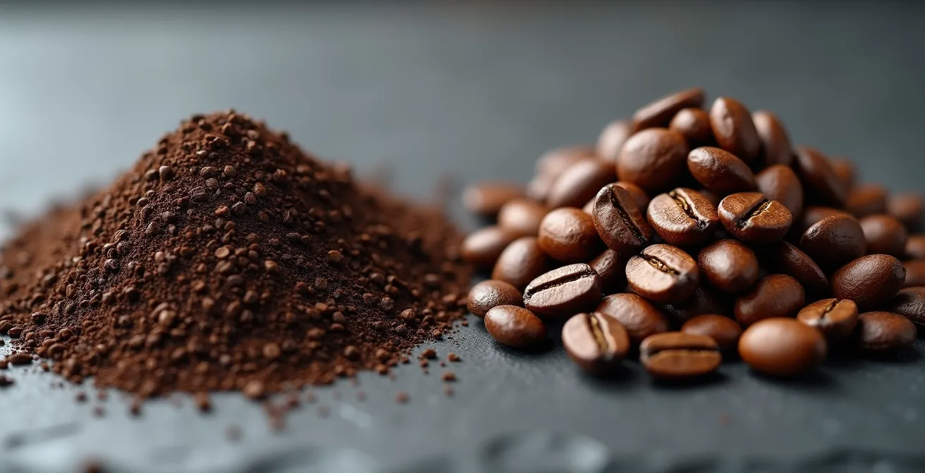 Comparaison visuelle entre grains de café traditionnel et de spécialité